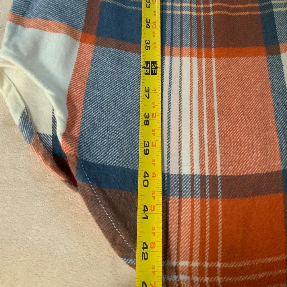 Sundance Orange Blue White Plaid M Long Shirt Dress or Jacket Coastal - Picture 7 of 10